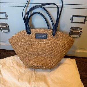 Sezane Justine Basket Tote natural & navy